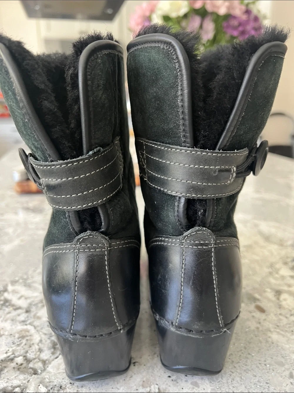 Dansko Harper Black Button Wedge Ankle Boots EU 36 Excellent Condition